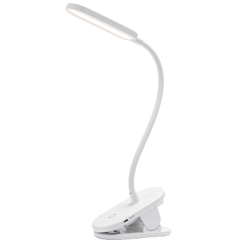 Aigostar Luz Lectura,Lámpara Lectura Pinza con 360° Brazo Flexible Regulable, Luz de Cama con Clip,3 Modos,Recargable Usb Flexo Led Escritorio 4000K Protección Ojos Colors Para Leer, Trabajar,Blanco