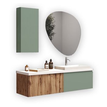 Composición Baño 6 Piezas Venere Roble/verde Salvia En Mdf