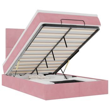 Estructura De Cama Otomana Colchones Terciopelo Rosa 120x200cm Vidaxl
