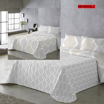 UNIFABRIC HOME TEXTIL Colcha Bouti Primavera Verano Reversible Color Dorado Mod.AZURA Cama 90 ,105,135 y 150  Ligeras y Suaves ,Incluye fundas de cojín,Termosellada No hace bolitas y facil planchado