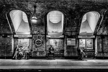 Caudro baker street en blanco y negro impresión sobre lienzo 45x30cm