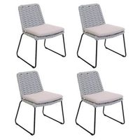 balero silla de jardin de mimbre gris claro - set de 4