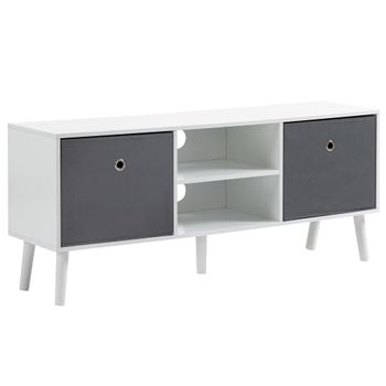 Mueble de tv 110x29x46.5 cm blanco y gris