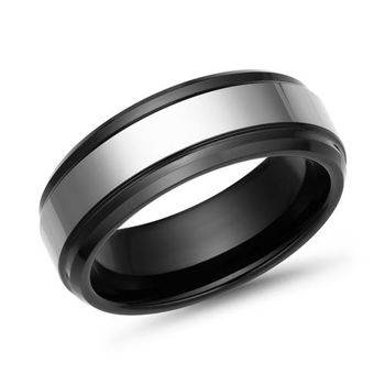 Anillo de tungsteno brillante, ionizado, robusto
