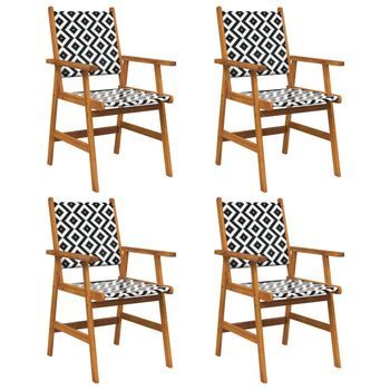 Sillas De Jardín 4 Uds | Silla De Exterior | Sillón Madera Maciza De Acacia