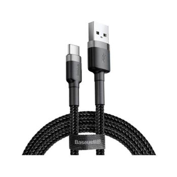 Cable Baseus CATKLF-BG1 USB-A a USB-C 1m 3A trenzado reforzado negro