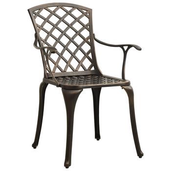 Conjunto Mesa Y Sillas Jardin De Bistró 3 Uds Aluminio Fundido Color Bronce