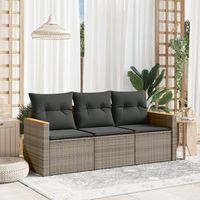 conjunto de sofa de jardin 3 uds  mueble jardin mesa y sillas y cojines ratan sintetico gris cfw820713