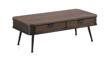 Mesa centro metálica con encimera y 2 cajones de madera