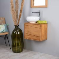 mueble para cuarto de bano suspendido de teca 40cm
