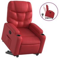 sillon reclinable elevable cuero artificial rojo
