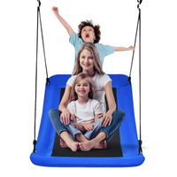 costway columpio para arbol para ninos columpio de exterior en tejido oxford pp con cuerdas regulables para parque patio jardin azul 155 x 83 cm