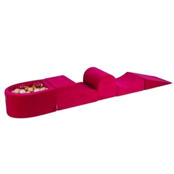 Meowbaby Parque Infantil De Espuma Con Piscina De Bolas, Magenta : Perla Burdeos/oro/perla Blanca/beige, 100 Pcs