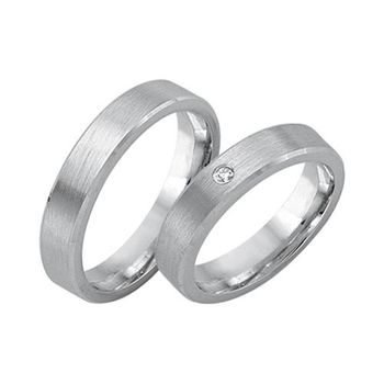 Alianzas 18 quilates oro blanco con diamante