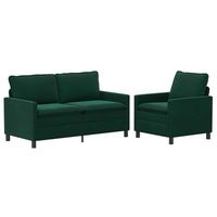 juego de sofa 2 uds verde oscuro terciopelo vidaxl