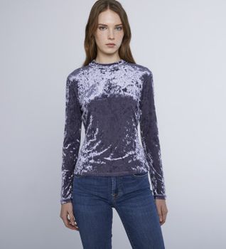 Marella para mujer. 2423946035200 Camiseta Balera azul liloso (XL), Casual, Poliéster, Manga larga