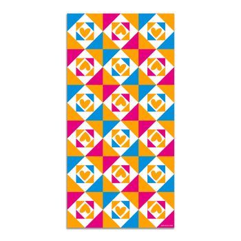 Alfombra Vinílica Naranja 160x230cm Agatha Corazones Naranja Azul Rosa