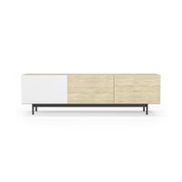 mueble tv 3 puertas melamina roble-blanco patas grafito 52x180x44 cm