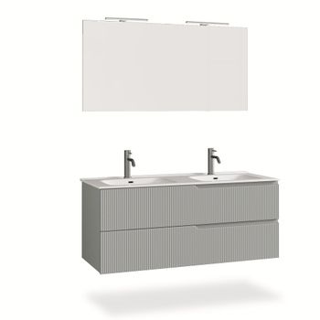 Mueble de baño de 5 piezas con doble bañera en mdf gris mate