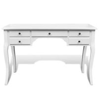 mesa de escritorio  escritorio de despacho  escritorio frances de madera con patas curvadas y 5 cajones