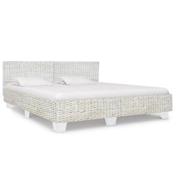 Estructura De Cama Sin Colchón Ratán Natural Gris 180x200 Cm Vidaxl