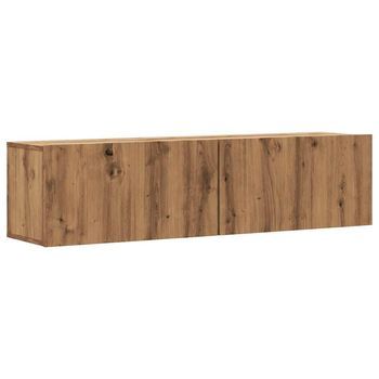 Mueble Tv Pared | Mueble De Salón | Mesa De Tv Pared Madera Ingeniería Roble Artisan 120x30x30 Cm