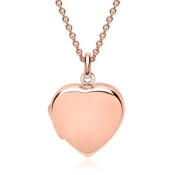 Cadena con medallón de corazón pulido rosado