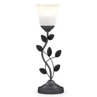 costway lampara de mesa para mesita de noche lampara vintage para mesita de noche con pantalla de cristal en forma de tulipan y hojas de metal negro