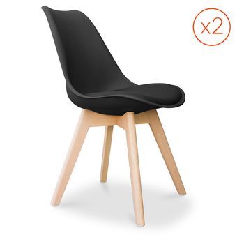 Lote De 2 Sillas Denisse Con Cojín Diseño Escandinavo - Mate Negro