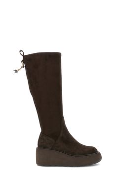 botas de cuña elásticas efecto ante con charm dark brown 39