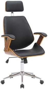 Silla de oficina giratoria regulable en madera nogal/negro