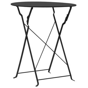 Mesa Y Sillas Bistró De Jardín 3 Uds | Conjunto De Mesa Y Sillas Acero Negro