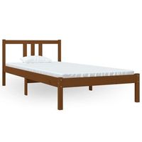 estructura de cama madera maciza marron miel 90x200 cm