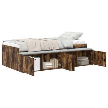 Cama Individual | Cama Para Adulto | Estructura De Cama Con Cajón Roble Ahumado 80 X 200 Cm