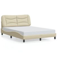cama matrimonial  cama para adultos  estructura de cama con luces led tela crema 140x190 cm cfw710865