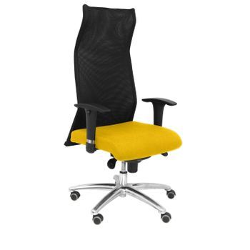 Sillón De Dirección Ergonómico Con Mecanismo Sincro Y Regulable En Altura, Especial Para Personas De Envergadura (hasta 160 Kgs)  Asiento Tapizado En Tejido Bali Color Amarillo (con Espuma Viscoelástica) Y Respaldo En Malla Transpirable. Piqueras Y C