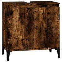 armario de lavabo madera contrachapada roble ahumado 58x33x60cm vidaxl