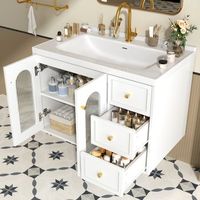mueble de bano con lavabo - mueble para bano - mdf y ceramica - blanco 80x50x58cm
