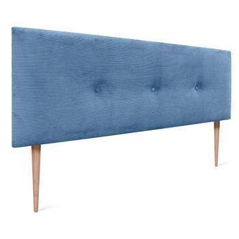 Dhome Cabecero De Pana Liso Con Botones 145x115 Con Patas Camas 120/135/140 - Azul