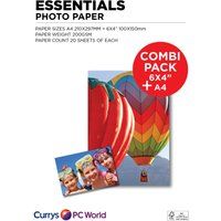 essentials a4  100 x 150 mm photo paper combi pack - 40 sheets