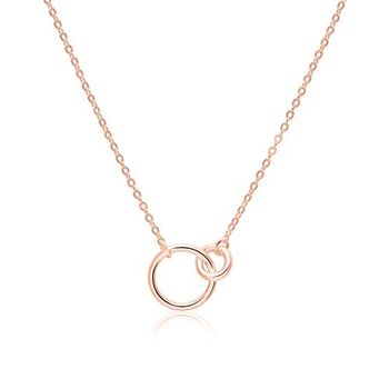 Cadena de mujer círculos de plata 925 chapada en oro rosa