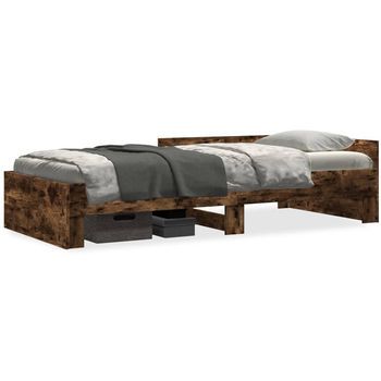 Estructura De Cama Sin Colchón Madera Roble Ahumado 90x190 Cm Vidaxl