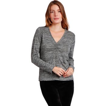 Admas Camiseta manga larga Top de manga larga Nudo para mujer