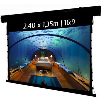 Kimex Pantalla de Proyección Motorizada Tensionada 2.40x1.35m Formato 16:9 Wi-Fi Negra
