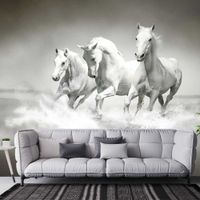 papel pintado caballos blancos al galope  364x270cm