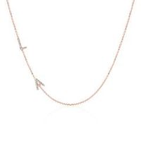 14 quilates cadena de oro rosa con 2 letras engastadas con diamantes