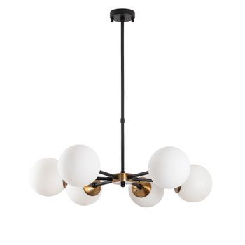 Lámpara De Techo Akkas-10085 Crema Antigua Negro Metal Vidrio 73x73x35-72 Cm
