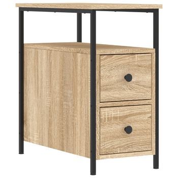 Mesita De Noche - Mesilla Madera De Ingeniería Roble Sonoma 30x60x60 Cm Mc4573