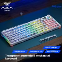aula f98pro teclado mecanico inalambrico transparente bluetooth 24g intercambiable en caliente rgb retroiluminado teclado personalizado para juegos de deportes electronicos
