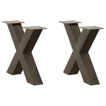 Patas Para Mesa De Centro En Forma De X (2 Unidades), Acero Natural, 60 X (42-43) Cm. Vidaxl